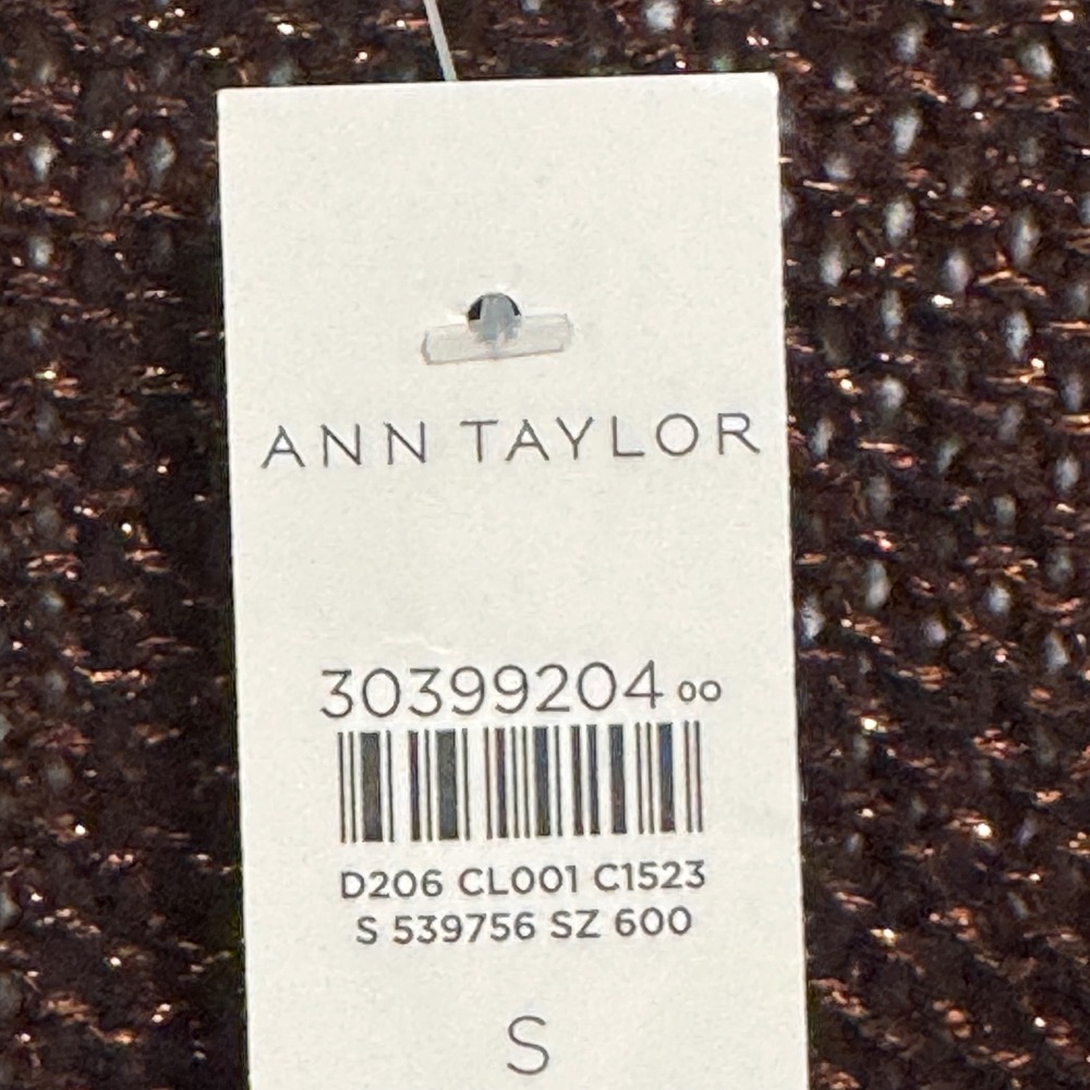Ann Taylor Cardigan Sweater S NWT Bronze Metallic Office Siren Shimmer Knit Boho - Picture 8 of 9